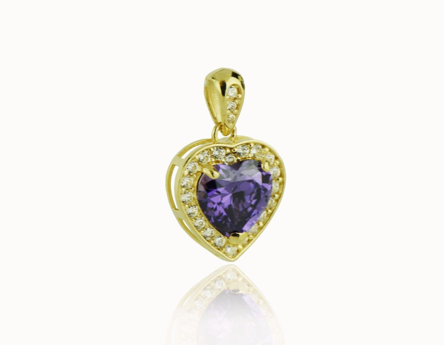 14k Yellow Gold CZ Halo Heart Pendant