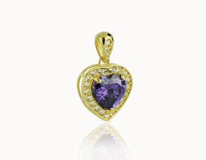 14k Yellow Gold CZ Halo Heart Pendant