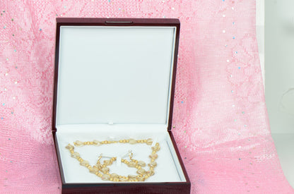 14kYellowGold GenuineSwarovski Crystal Element Beaded Necklace,Bracelet,Earrings