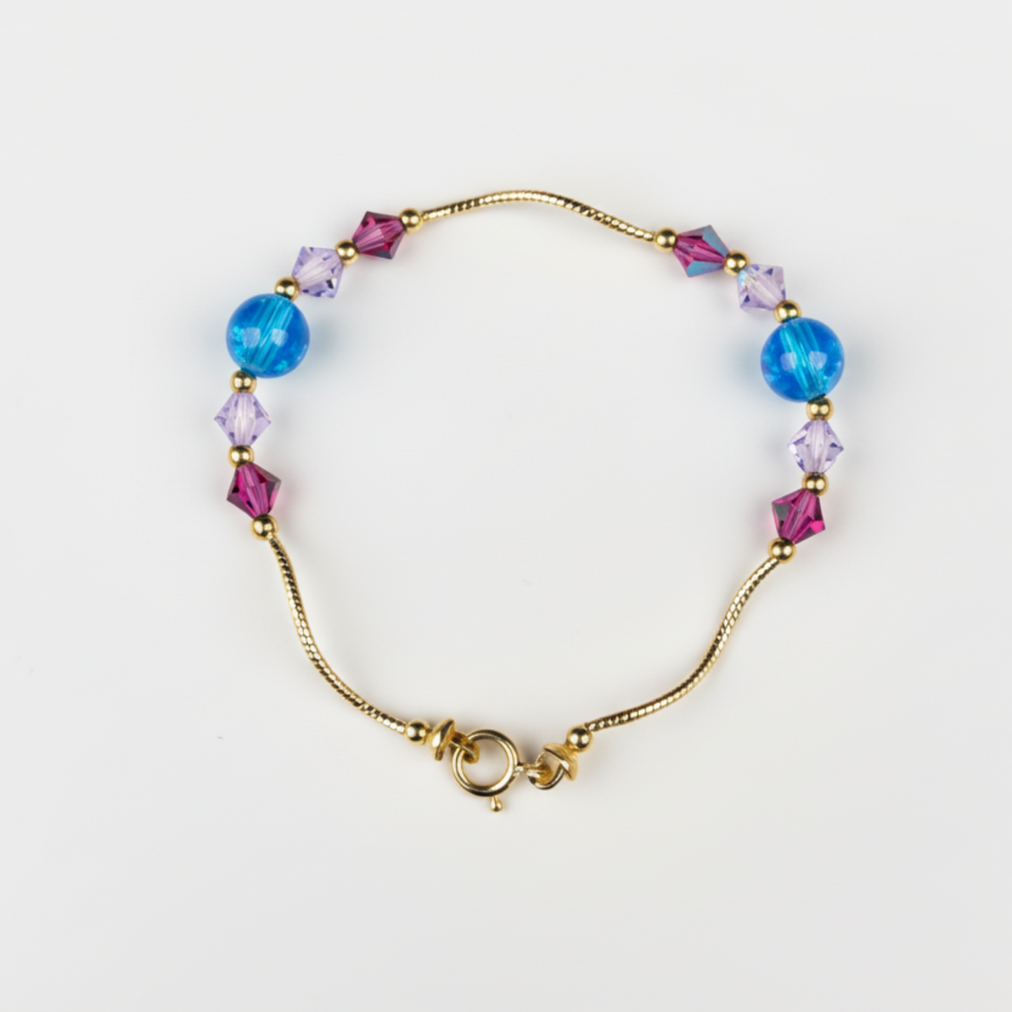 14k Yellow Gold Baby Bracelet made with Opal and Crystals from Swarovski