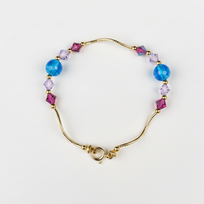 14k Yellow Gold Baby Bracelet made with Opal and Crystals from Swarovski