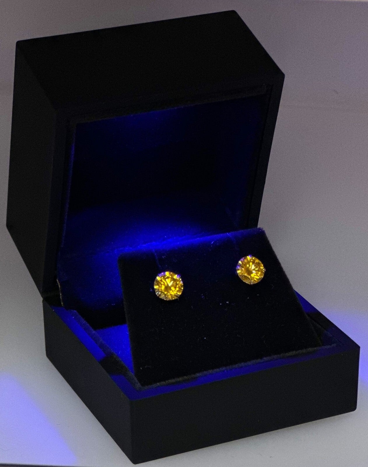 14KGold GRACertifiedD-VVS1 Yellow Moissanite Martini PushBack Stud Earrings