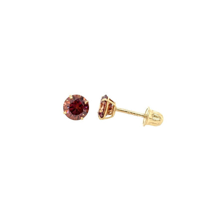 14K Gold GRA Certified D-VVS1 Watermelon Red Moissanite ScrewBack Studs Earrings