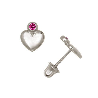 14K Yellow & White Gold Heart Shaped CZ Stud Earrings for Women