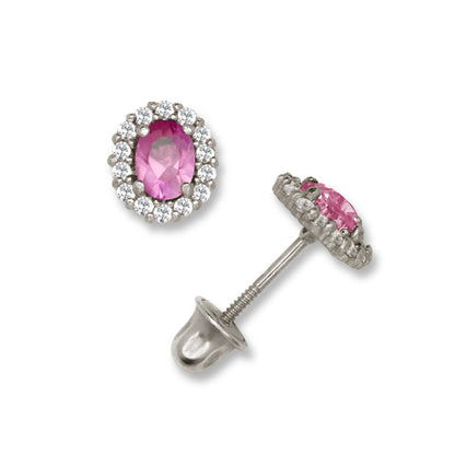14K Yellow & White Gold Oval Shaped Gorgeous Stud Earrings Women for Women