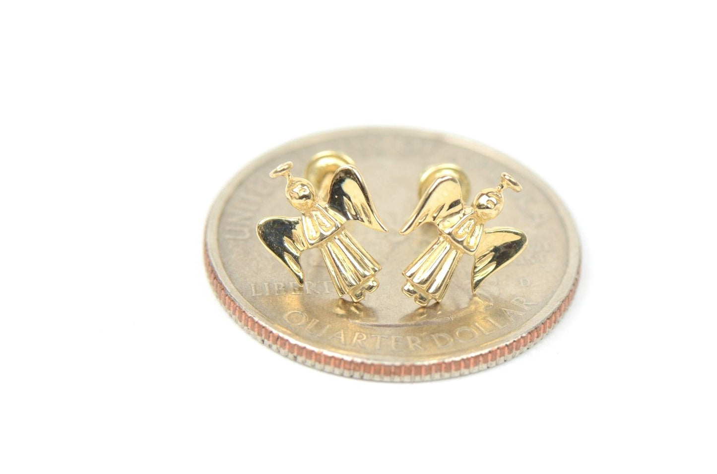 14k Yellow or White Gold Angel Stud Earrings