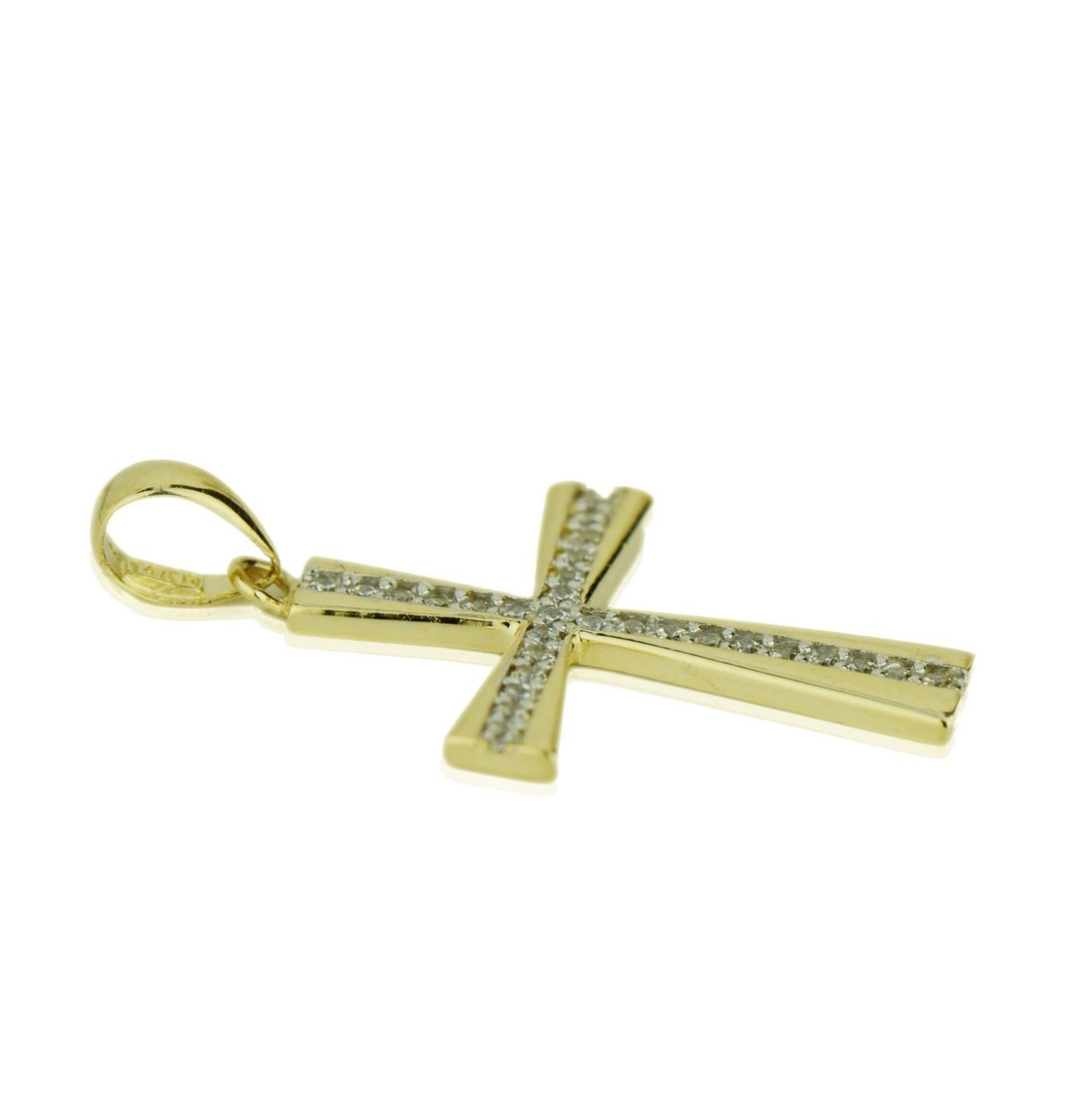 14k Yellow or White Gold Cz Cross Pendant
