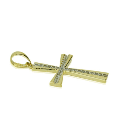 14k Yellow or White Gold Cz Cross Pendant