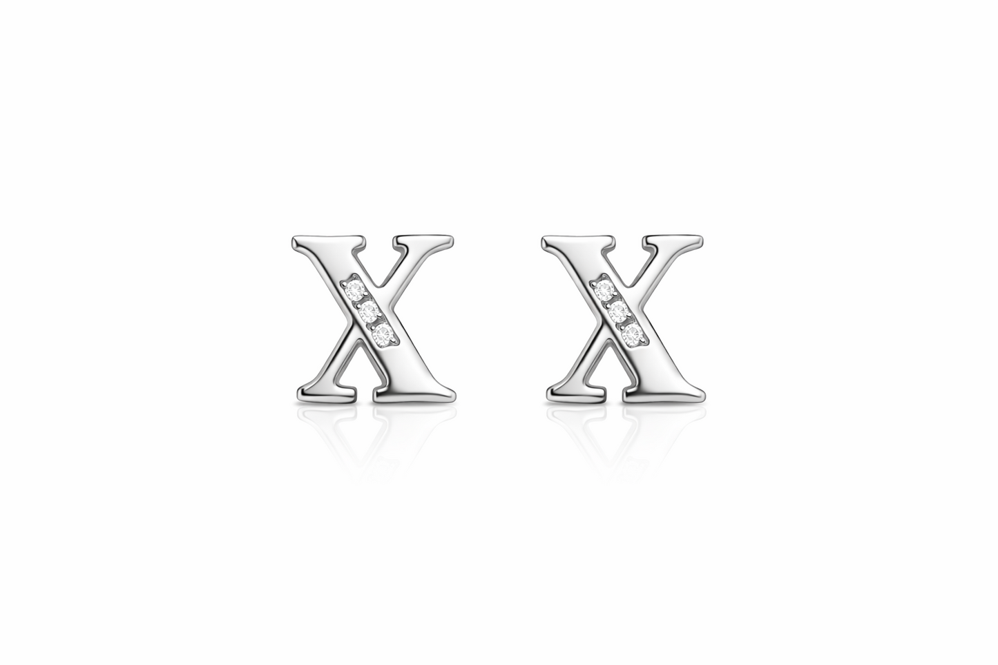 14k Yellow or White Gold Initial Letters CZ Stud Earrings