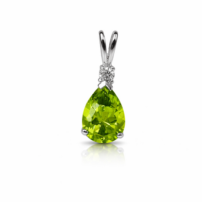14k White Gold Pear CZ Birthstone Pendant