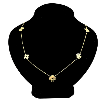 14k Yellow Gold Beautiful Clover Necklace for Women