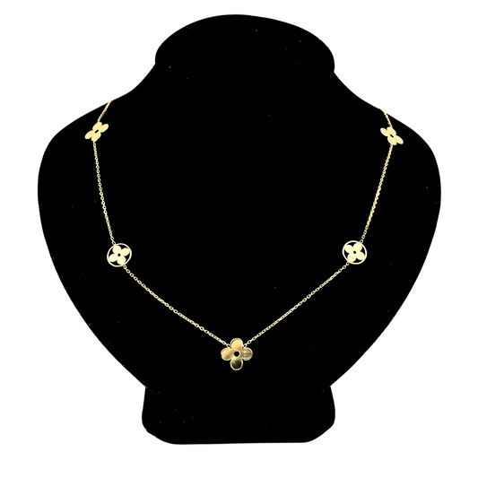 14k Yellow Gold Beautiful Clover Necklace for Women
