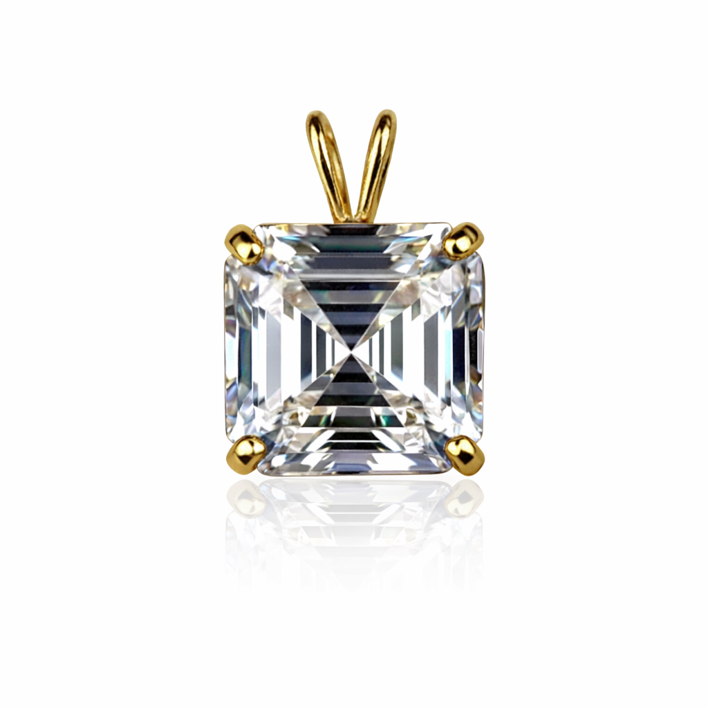 14k Yellow/ White/ Gold Asscher Cut CZ Pendant
