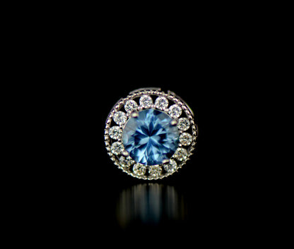 14k White Gold Halo Round Pendant