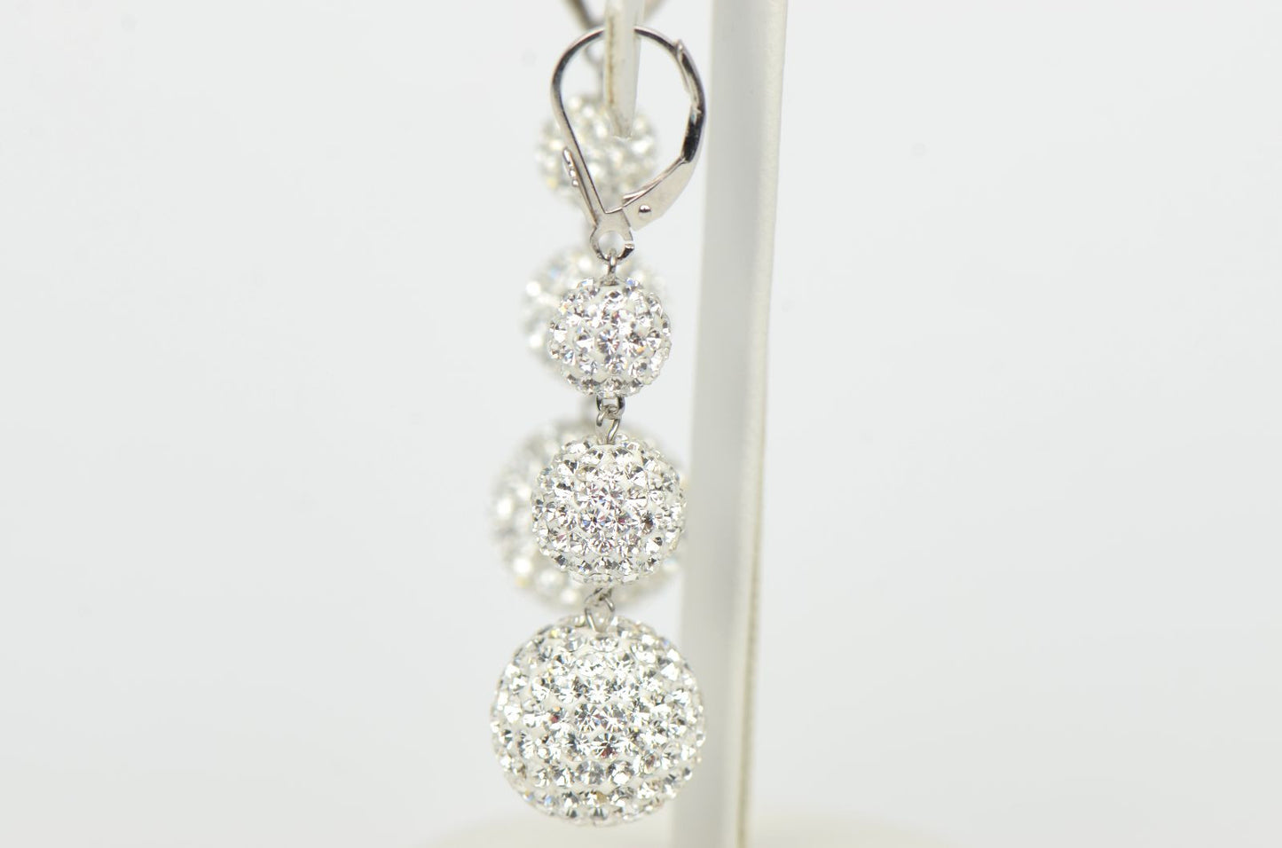 .925 Sterling Silver Sparkle Leverback Dangle Earrings Genuine Czech Crystals