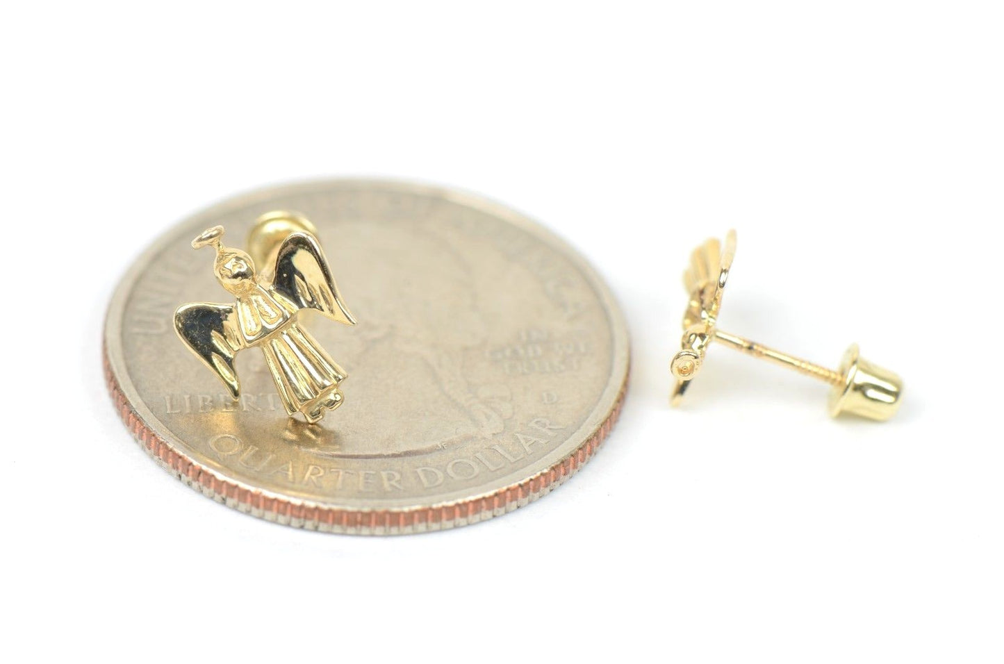 14k Yellow or White Gold Angel Stud Earrings