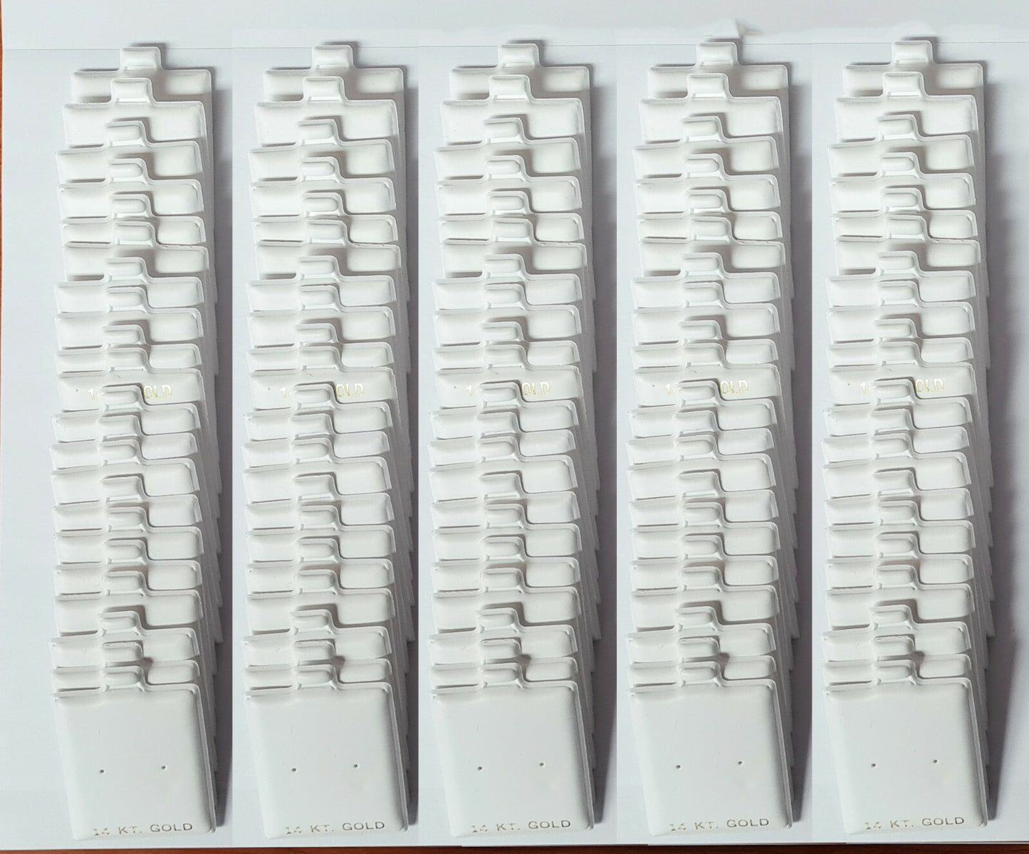 White Vinyl 14K Center Punch Earring Card Puff Pad Jewelry DisplayHolder 100 Pcs