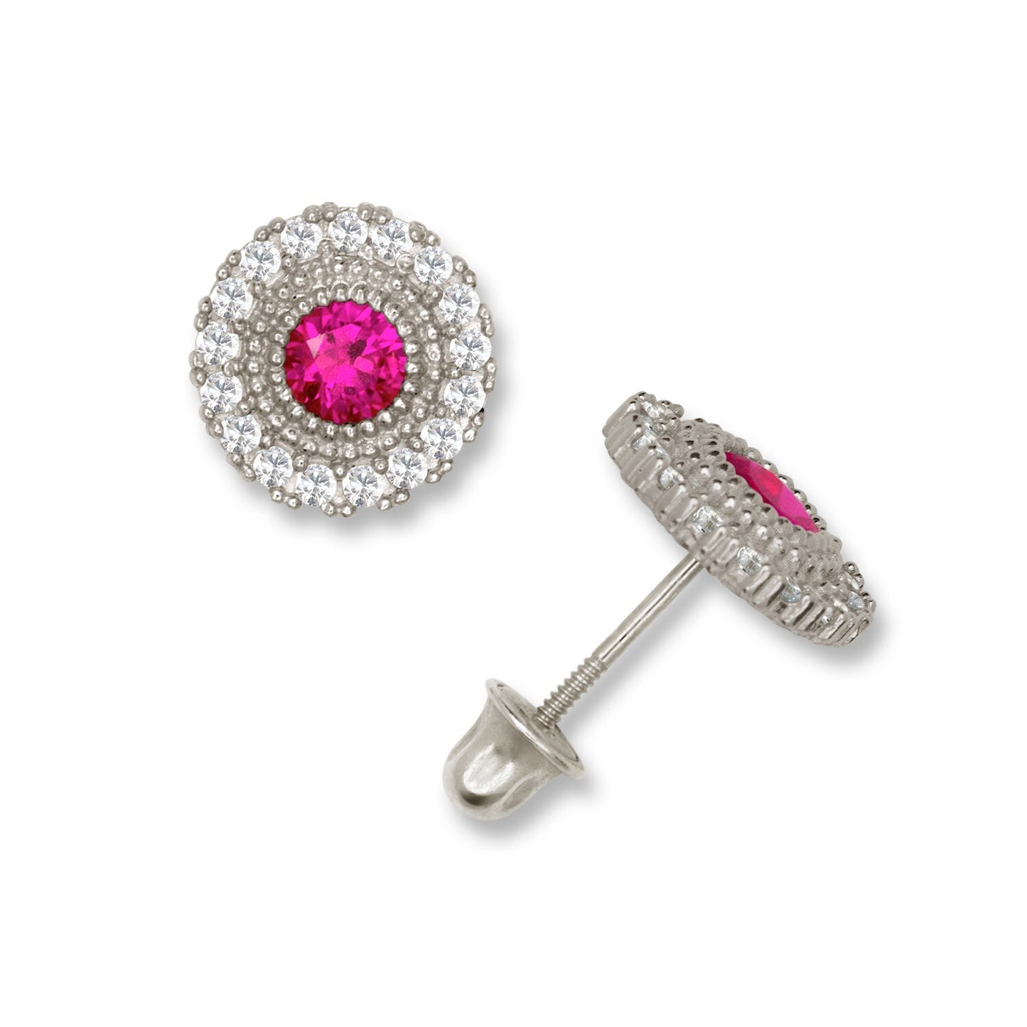 14K Yellow & White Gold Round Shaped CZ Earrings for Women