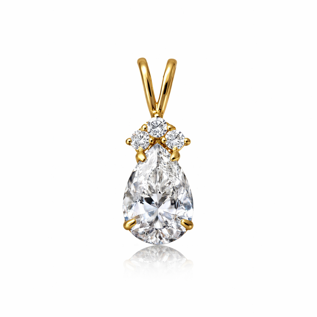 14k Yellow Gold Pear CZ Birthstone Pendant