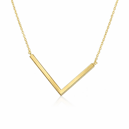 14k Yellow Gold Sideway Initial Letter Necklace Pendant