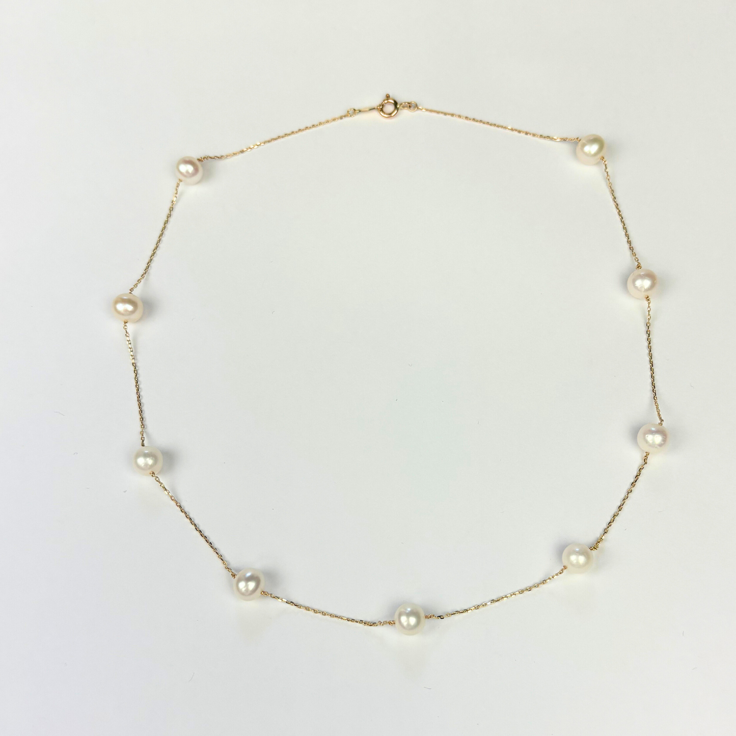 14k Yellow & White Gold Genuine White Pearls by the yard 16"& 18" Necklace