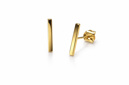 14K Yellow / White / Rose Gold  Bar Stud Earrings