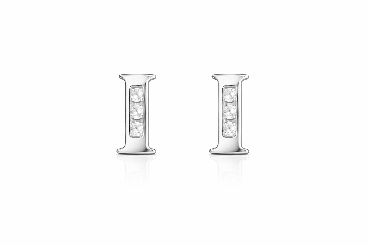 14k Yellow or White Gold Initial Letters CZ Stud Earrings