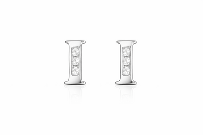 14k Yellow or White Gold Initial Letters CZ Stud Earrings