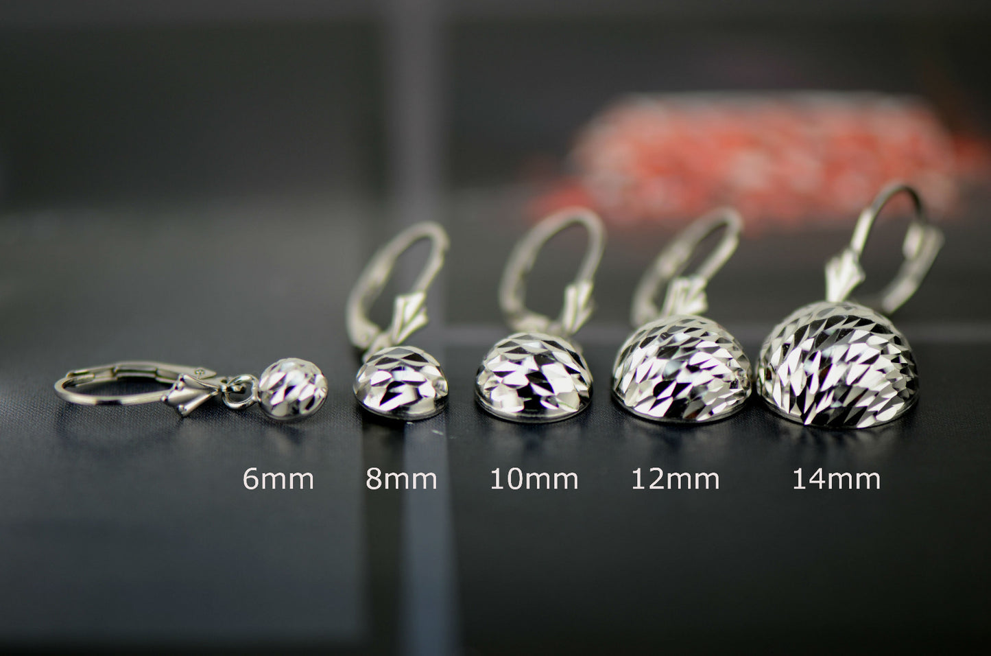 925 Sterling Silver Half ball Rround Shaped Lverback stud Earrings for Women
