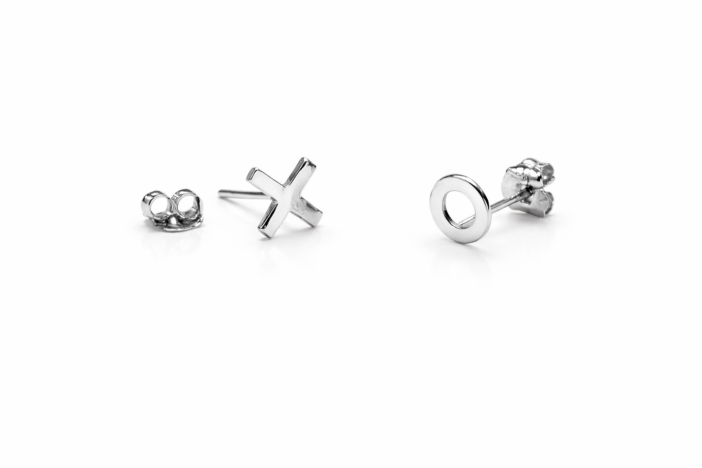 14K Yellow or White Gold "XO" Earrings with Push Back