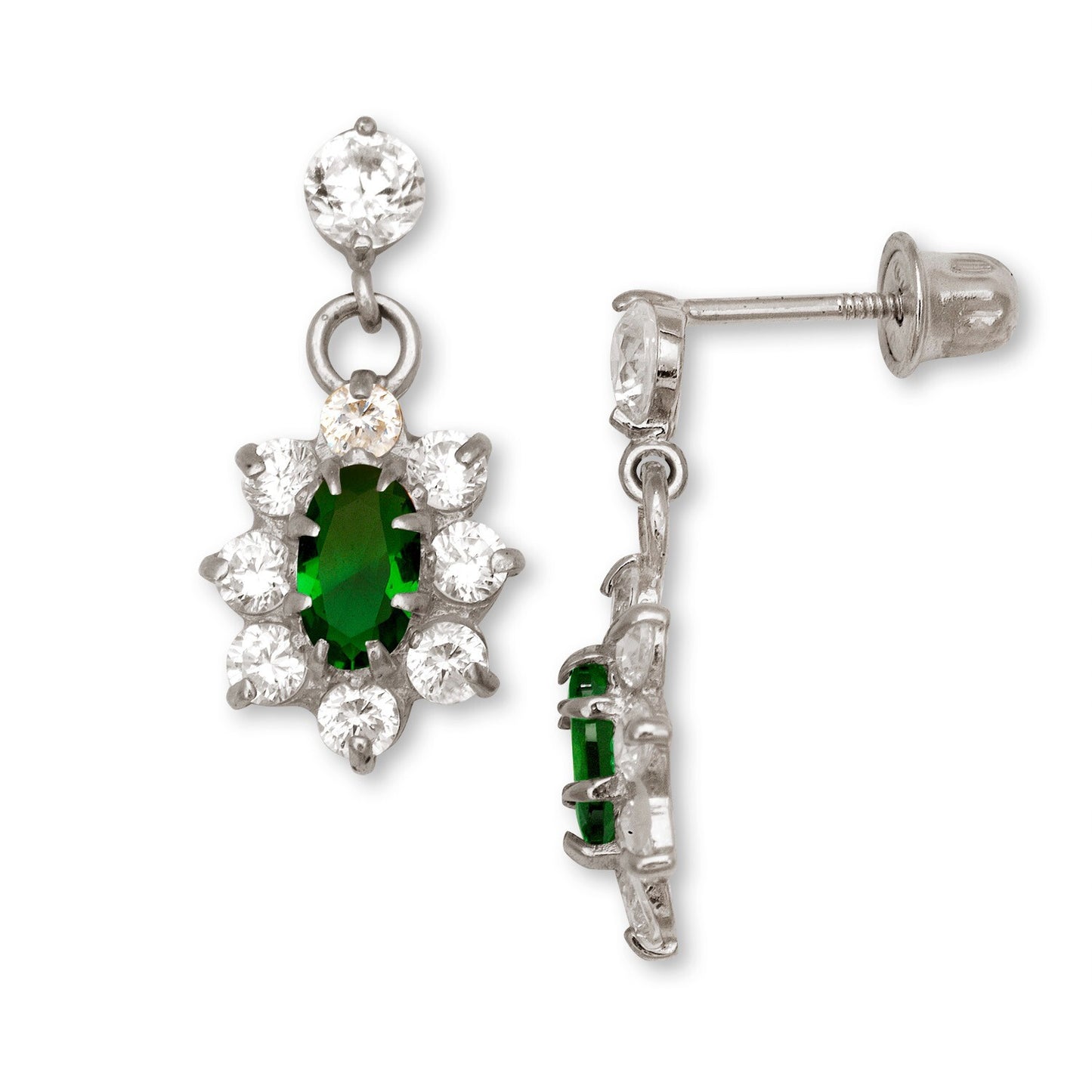 14K Yellow & White Gold Dangle Flower Shape Earrings for Women