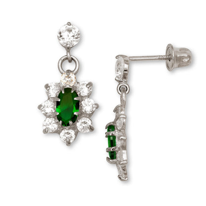 14K Yellow & White Gold Dangle Flower Shape Earrings for Women