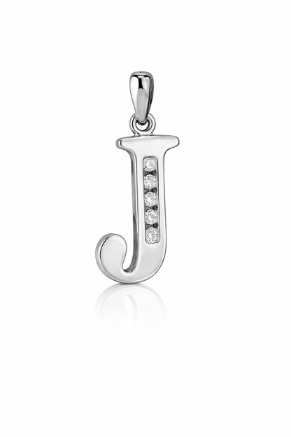 925 Sterling Silver Initial Letter CZ Pendant