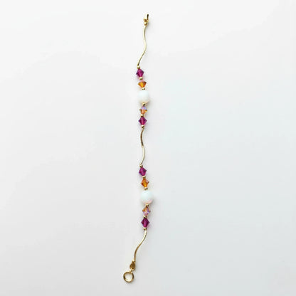 14k Yellow Gold Baby Bracelet made with Opal and Crystals from Swarovski