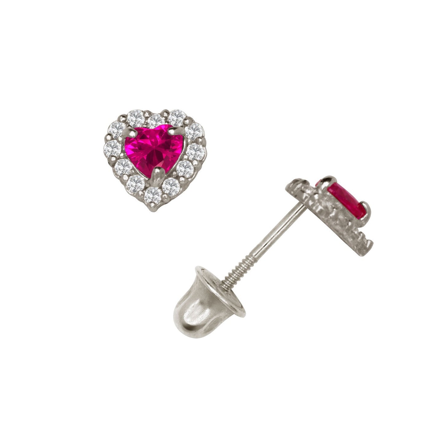 14K Yellow & White Gold Small Gorgeous CZ Heart Shaped Stud Earrings for Women