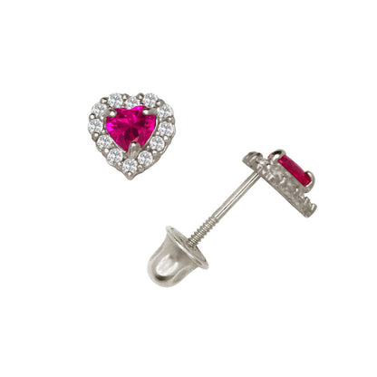 14K Yellow & White Gold Small Gorgeous CZ Heart Shaped Stud Earrings for Women