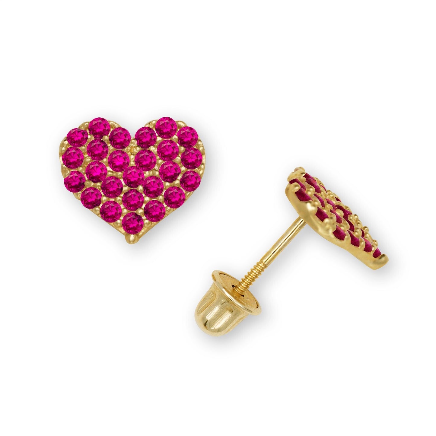14K Yellow & White Gold Beautiful CZ Heart Shaped Stud Earrings for Women