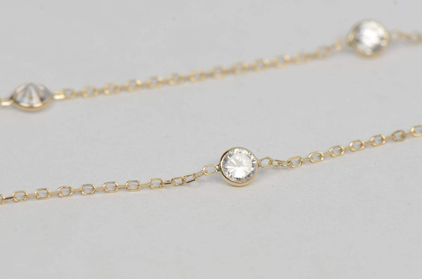 14k Yellow Gold Cubic Zirconia CZ by the yard 18" Necklace