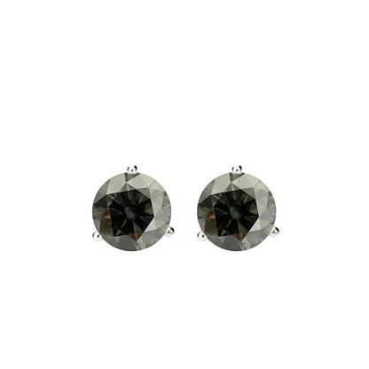 14K Gold GRA CertifiedD-VVS1 Grey Moissanite ScrewBack Stud Earrings