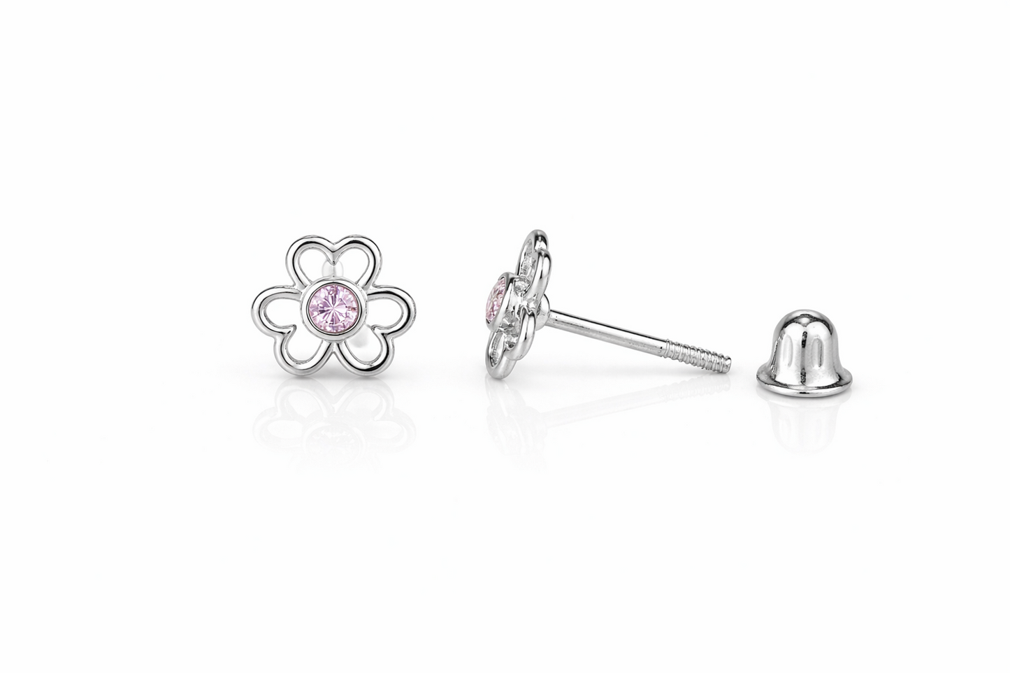 14k Yellow/White Flower Studs Earrings Screwback