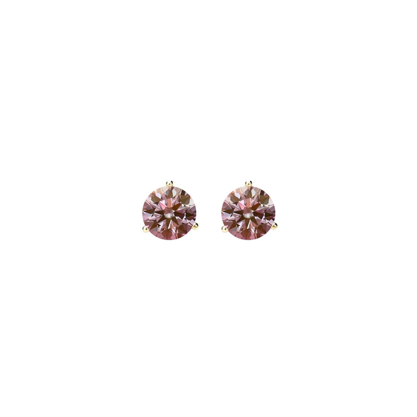 14K Gold GRA CertifiedD-VVS1 Pink Moissanite Martini PushBack Stud Earrings