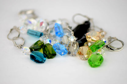 Graphic Crystals made with Swarovski Drop Dangle Earrings 925 Sterling Silver