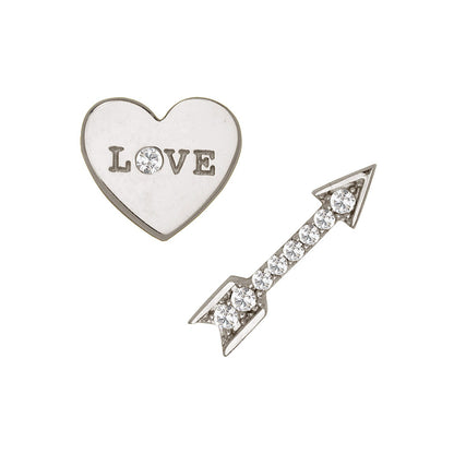 14K Yellow & White Gold Heart Shaped  Pretty Earrings for Women