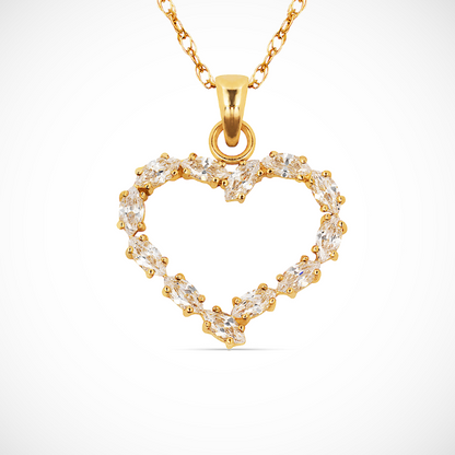 14K Yellow & White Gold  Heart Shape Pendant For Women