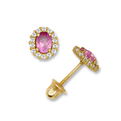 14K Yellow & White Gold Oval Shaped Gorgeous Stud Earrings Women for Women