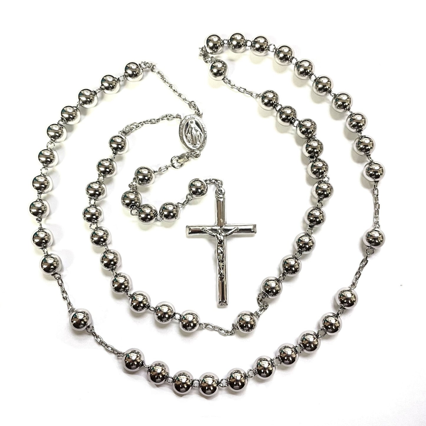 925 STERLING SILVER ITALIAN ROSARY 8mm 30"