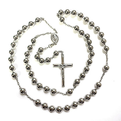 925 STERLING SILVER ITALIAN ROSARY 8mm 30"