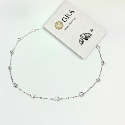 14K WhiteGold Beautiful GRA Certified Round Clear Moissanite Necklaces for Women