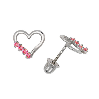 14K Yellow & White Gold Elegant Heart Shaped CZ Stud Earrings for Women
