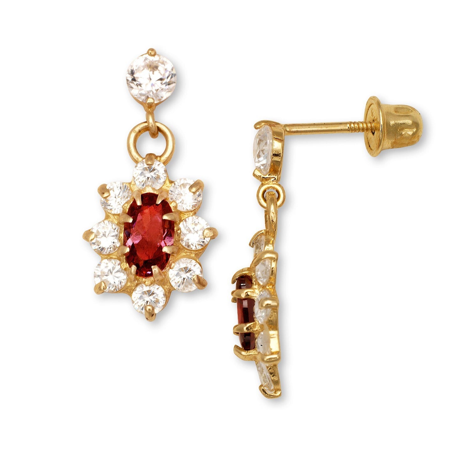 14K Yellow & White Gold Dangle Flower Shape Earrings for Women